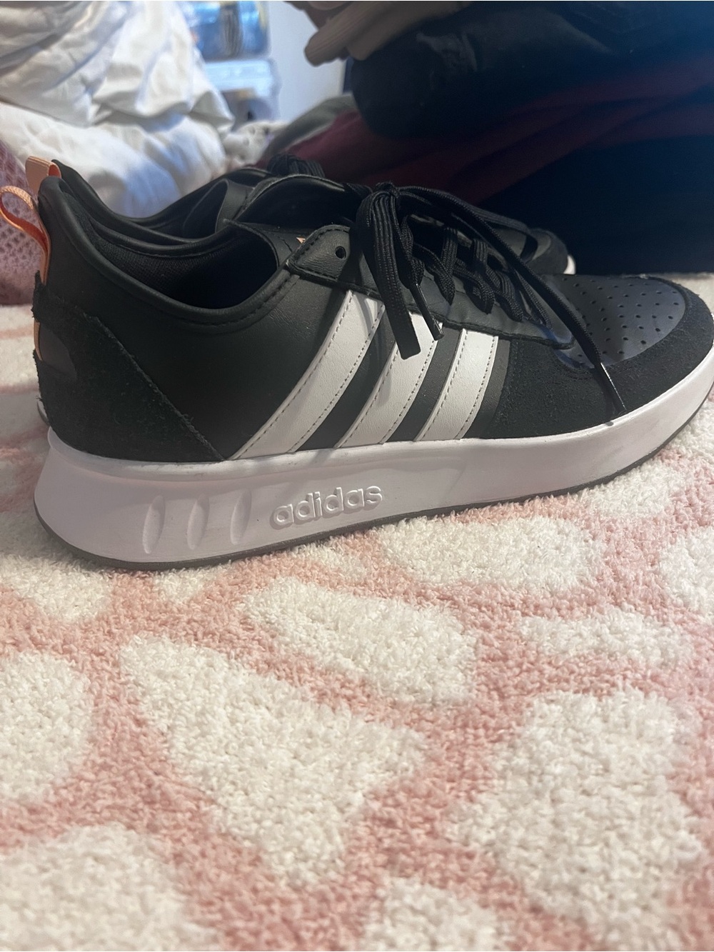 adidas ortholite Black Sneakers with White Stripes